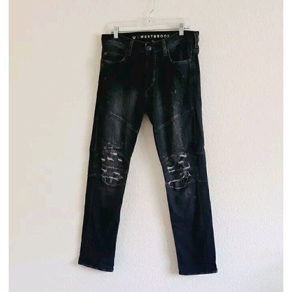 True Religion x Westbrook Collab Rocco Distressed Skinny Fit Jeans Size 33X31